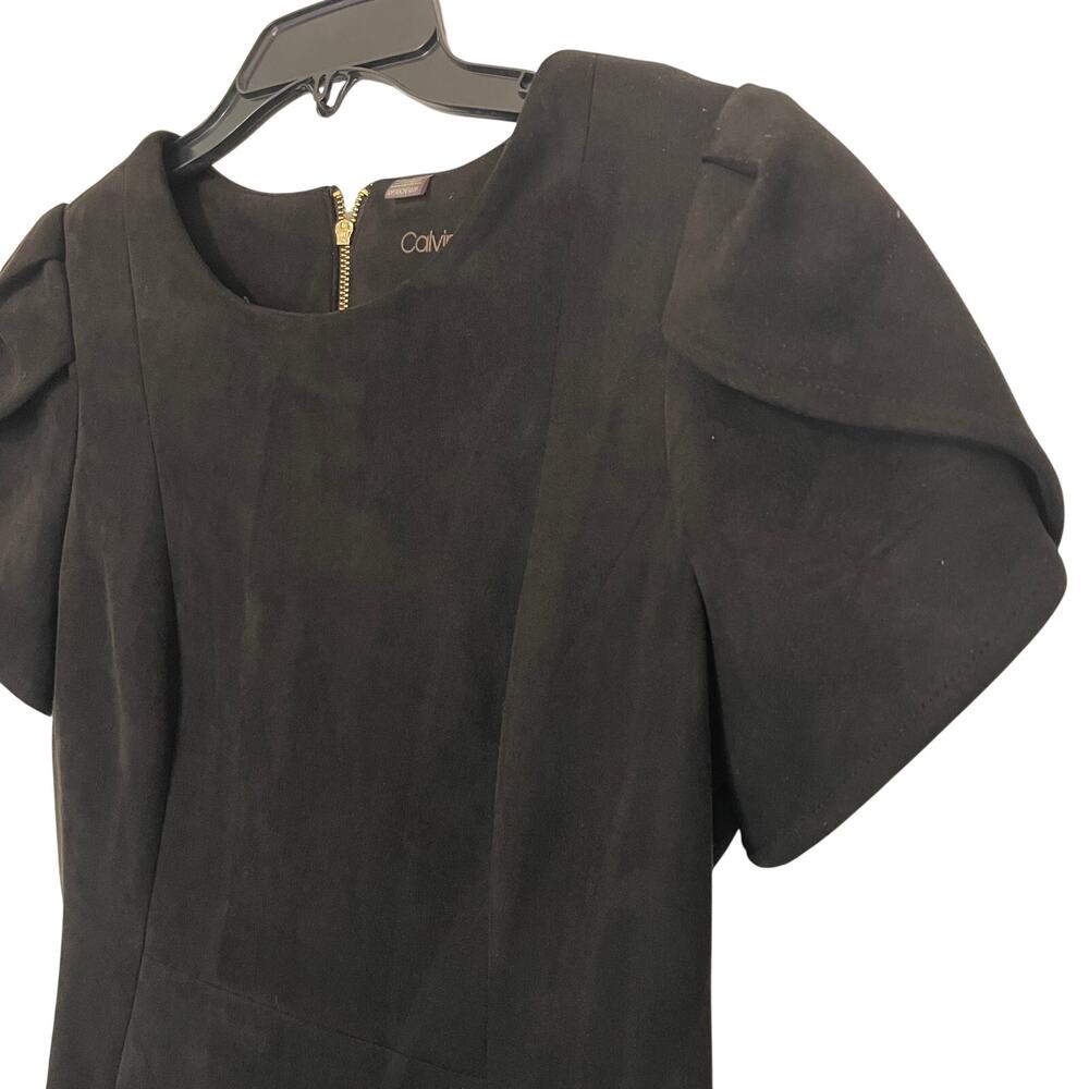 Calvin Klein Women's Sheath Classic Black Dress Tulip Sleeves Size 10P